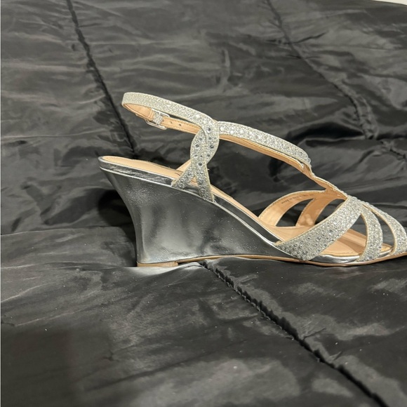 Nina pre owned Strap Silver Wedge Heels With Gems sku 16​ - Picture 4 of 9